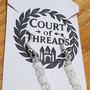 White Beaded Earrings
